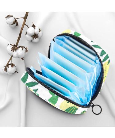 Stylish Menstruation Pad Bag with Zipper | Hand-Drawn Cactus Design | Women's Tampon & Napkin Collector Bag - Buy Online on GoSupps.com