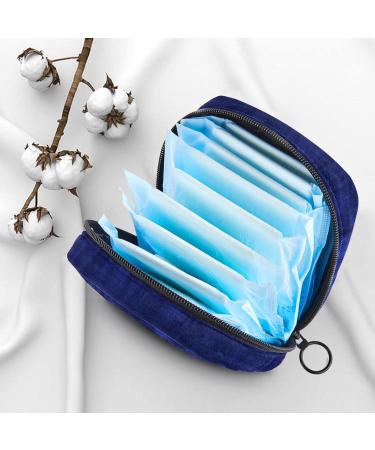 Menstrual Pad Bag with Zipper | Ladies Napkin Pouch & Tampons Collection Bag for Women & Girls - Blue Background - Buy Online on GoSupps.com