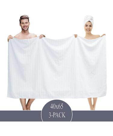 Classic Turkish Towels Premium 100% Turkish Cotton Ribbed Bath Sheet Set - 40x65 Inches, Extra Large, Quick-Dry, Absorbent, Luxury - Set of 3 White Towels - Buy Online on GoSupps.com