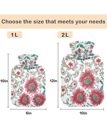 Naanle Paisley Floral Hot Water Bottle | 2L Transparent for Hot & Cold Therapy | Large Heat Relief for Bed Hands & Feet - Buy Online on GoSupps.com