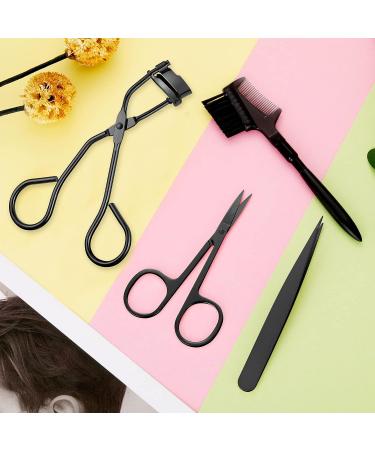 48-Piece Eyelash Curler Set with Mini Kit, Tweezers, Brush, Scissors, Silicone Pads (Black) - Buy Online on GoSupps.com