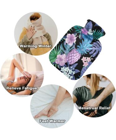 Naanle 1L Hot Water Bottle with Pineapple Palm Leaves Cover | Exotic Flowers | Pain Relief for Back Hands & Feet | Heat & Cold Therapy - Buy Online on GoSupps.com