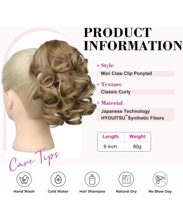 REECHO 9 Classic Loose Curly Wavy Claw Clip Ponytail Extension - Medium Blonde with Blonde Highlights - Buy Online on GoSupps.com