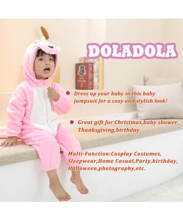 Doladola Unisex Kid's Costume Outfit | Flannel Animal Hooded Romper | Pink Dinosaur | 18-24 Months - Buy Online on GoSupps.com