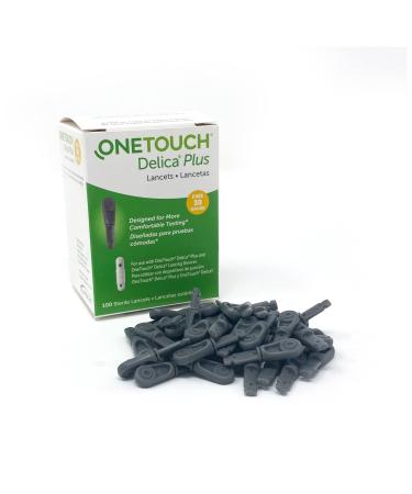 OneTouch Delica Plus Lancets for Diabetes Testing | Fine 30 Gauge Lancets for Blood Test | Diabetic Supplies for Blood Sugar Monitor | Lancets for Lancing Device, 100 Count 100 Count (Pack of 1)