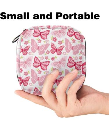 Stylish Pink Butterfly Women's Napkin Storage Bag | Floral Menstrual Cup & Bandage Organizer for First Period - Buy Online on GoSupps.com