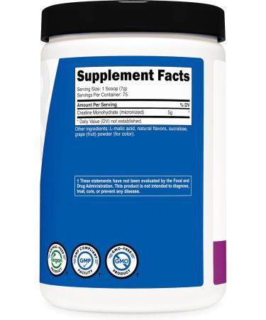 Nutricost Creatine Monohydrate Powder - Grape Flavor 500g | Vegan Non-GMO Gluten Free Micronized Supplement for Optimal Performance - Buy Online on GoSupps.com