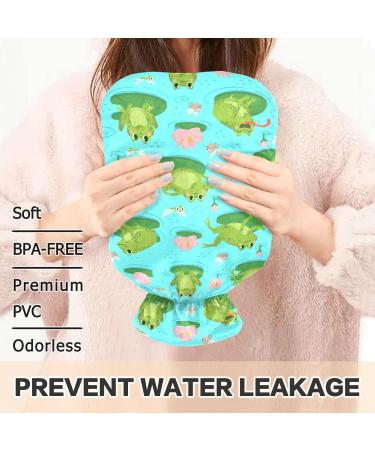 Oarecol Cute Frog Hot Water Bottle - 2L Pink Flower Warmer for Pain Relief & Cramps | Cozy Green Animals Design - Buy Online on GoSupps.com