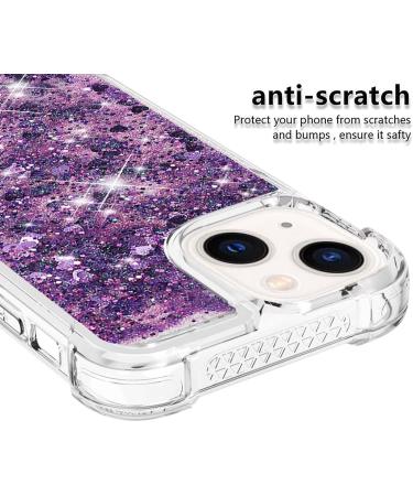 Buy Tivenfezk Nadoli Glitzer Treisand Shell for iPhone 15 Plus - Silicone Shockproof Transparent TPU Bumper Case - Liquid Glitter Sand Cover in Purple - Buy Online on GoSupps.com