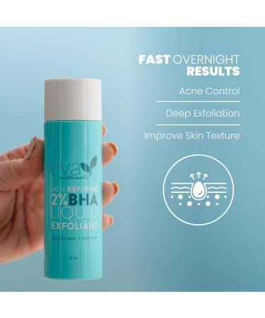 Eva Naturals 2% BHA Salicylic Acid Exfoliant for Blackheads & Pores - Face Exfoliator for Wrinkles & Glow | Hydrate & Brighten - 4 oz - Buy Online on GoSupps.com