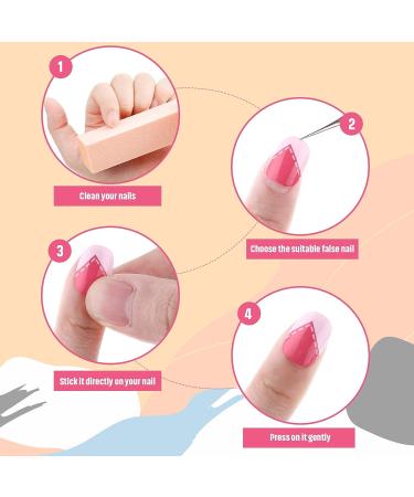 240 Piece Kids Press-on False Nails Set - Cute Pink Flower Design - Full Cover Acrylic Nail Tips for Children - Nail Decoration Kit for Girls - Buy Online on GoSupps.com