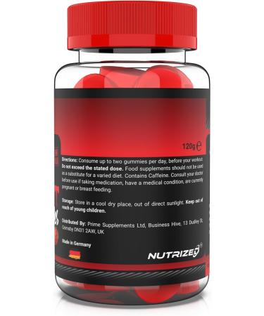 Buy Vegan Pre Workout Gummies - Strawberry Flavor - Boost Energy & Focus - 60 Count - High Performance Chewables - Buy Online on GoSupps.com