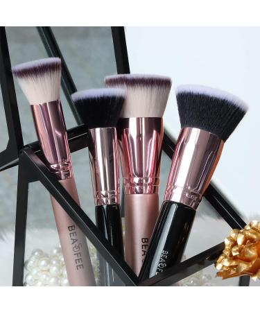 Flat Top Kabuki Foundation Brush Set - Premium Makeup Brushes for Liquid, Cream, Concealer, Mineral Powder - 04black - Buy Online on GoSupps.com