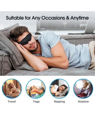 3D Sleep Eye Mask for Men Women - 100% Light Blocking Blindfold for Sleep, Travel, Nap, Shift Work - Black - Buy Online on GoSupps.com