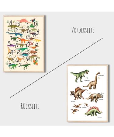 MeinBaby123 Dino Poster Double-Sided DIN A2 - Boys Dinosaur Decoration for Children's Room - Buy Online on GoSupps.com