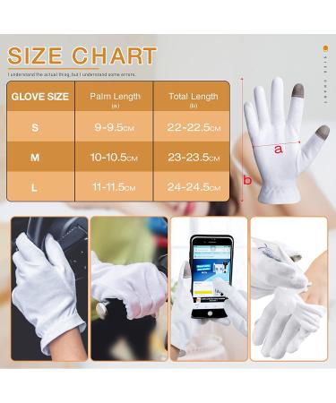 MNOPQ 100% Cotton Moisturizing Gloves - 4 Pairs Medium | Overnight Bedtime Gloves for Eczema | Touch Screen Friendly | Includes Washing Bag & Wristband - Buy Online on GoSupps.com