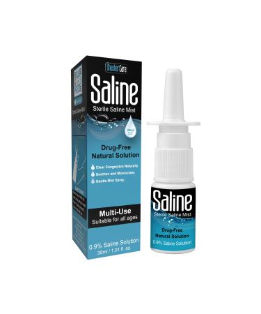 Saline Nasal Spray | 100% Pure Isotonic Solution | Moisturize & Relieve Sinus Congestion | Safe for Newborns to Adults | Drug-Free & Preservative-Free | Portable 30ml (1 fl oz) for Travel & Daily Use 1 Pack