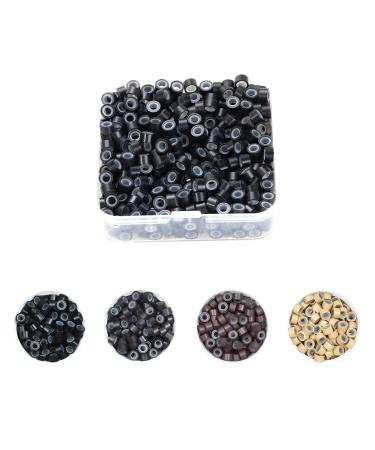 Yamel Micro Links Bead Hair Extensions Rings Natural Darker Brown 480 Pieces 5mm Silicone Lined Beads for Human Hair Extensions
