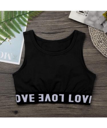 Freebily Girls Stretchy Sports Bra Dance Crop Top Black Love 8-10 - Buy Online on GoSupps.com