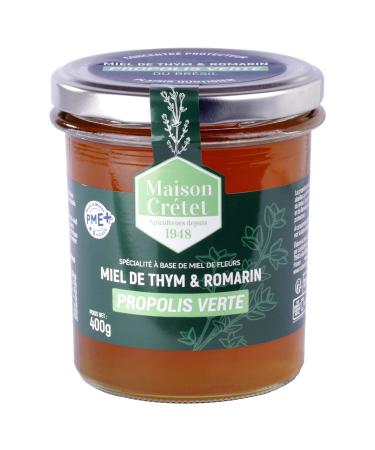 House Cr tet | Thyme honey Rosemary and green propolis | Glass jar | 1 preparation in 400g jar