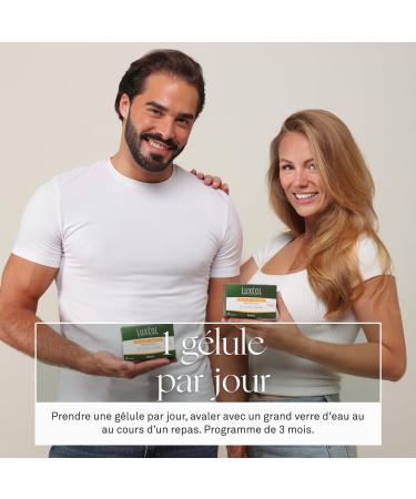 LUXEOL - Progressive Hair Loss - Food Supplement - Based on Montpellier Capillary Plants Zinc & Vitamins B6 & B8 - Made in France - 3 Month Program - 90 Capsules - Buy Online on GoSupps.com