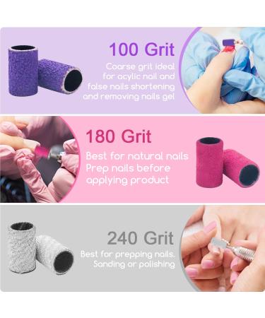 300 Pieces Grinding Sleeve Nail Miller Set - Coarse & Fine Grain Tapes (100# 180# 240#) with 2.35mm Mandrel Bits - Manicure Grinding Cap Box - Buy Online on GoSupps.com