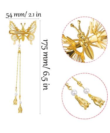 Flymind 6Pcs Moving Butterfly Tassel Hair Clips Elegant Antique Side Clip for Women & Girls (Silver) - Buy Online on GoSupps.com