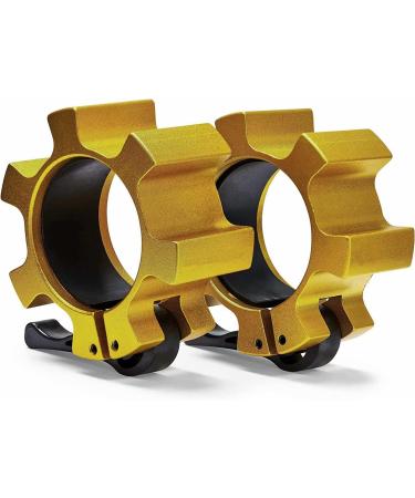 Buy Metal Olympic Barbell Collar 50mm | Aluminum Alloy Dumbbell Locking Spin Clip - Perfect for Crossfit Weightlifting & Fitness - 2 Pieces Gold - Buy Online on GoSupps.com