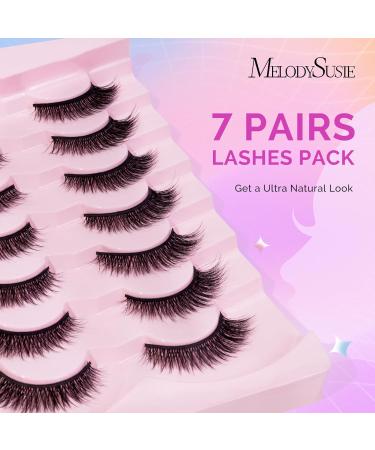 Buy MelodySusie Natural Eyelashes - 7 Pairs Wispy 13mm Short Mink Strip Lashes - Fluffy Cat Eye Lashes (No Glue Included) - Perfect for Natural Look - Buy Online on GoSupps.com