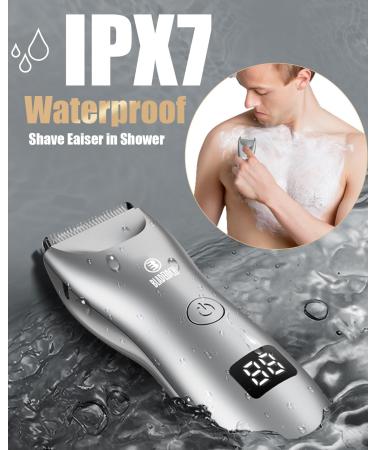 ENSSU Men's Body Hair Trimmer with Light Ball Trimmer - Waterproof & Rechargeable - Gray - Buy Online on GoSupps.com