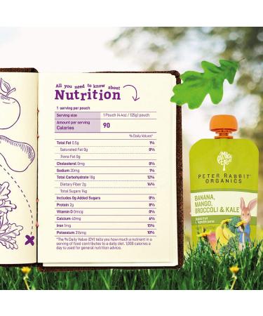 Pumpkin Tree Peter Rabbit Organics Banana Mango Kale Squeeze Pouch, Pack of 10 - 4.4oz each - Buy Online on GoSupps.com