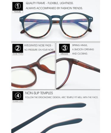 Vevesmundo Anti Blue Light Reading Glasses for Men & Women - Retro Full-Rim Visual Aid with Spring Hinges & 2.0x Blue Light Filter - Buy Online on GoSupps.com