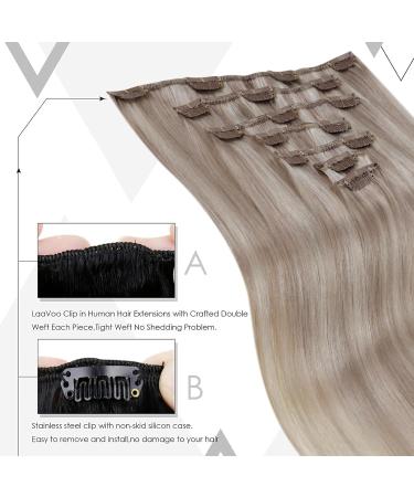 Laavoo 60cm Clip-In Real Hair Extensions - Ash Blonde Highlights 120g 7 Pieces - Double Brick Clip Ins - Buy Online on GoSupps.com
