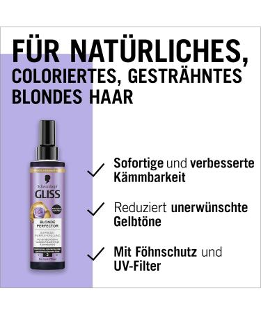 handle Gliss Blonde Perfector Purple Shampoo 250 ml with antiyellowing effect and ExpressPurple Conditioner Blonde Perfector 200 ml for spraying and 2in1 Purple buildup hair mask 150 ml hair treatment 200 ml 3er Pack - Buy Online on GoSupps.com