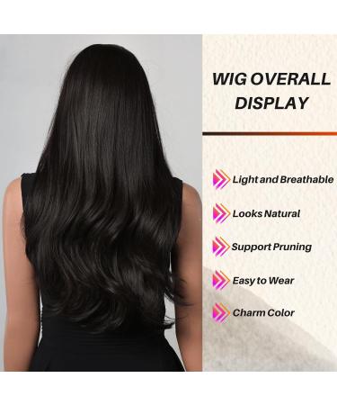 Honybia Black Wig with Bangs - Natural Synthetic Wavy Curly Heat-Resistant Hair for Women | Ideal for Costumes Carnival & Theme Parties - Buy Online on GoSupps.com