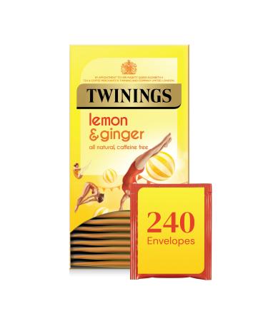 Twinings Lemon and Ginger Fruit Infusion Tea Bags 12 Boxes of 20 Individually Wrapped Envelope Tea Bags 240 in total. - Buy Online on GoSupps.com