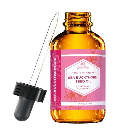 Sea Buckthorn Seed Oil by Leven Rose, 100% Pure Unrefined Cold Pressed Anti Aging Acne Treatment for Hair Skin and Nails (1 oz)