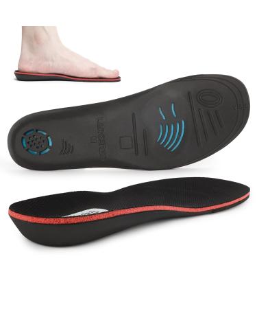 LARGERED Men Women Gel Insoles Arch Support Memory Foam Shoe Insoles Comfortable Shoe Inserts for Flat Feet Plantar Fasciitis Running Walking Black Size S 3-5UK Black