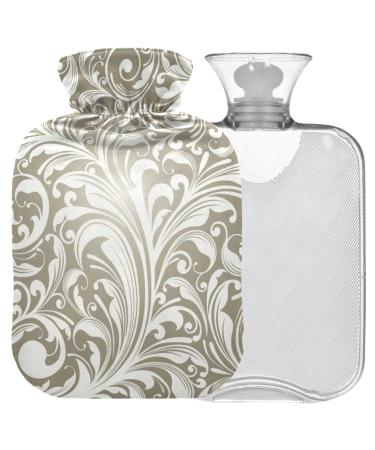 Naanle hot hot water bottle with cover paisley flower white transparent hot water bottle heat bottle for back pain relief handfoot warmer neck warmth and cold therapy 1l