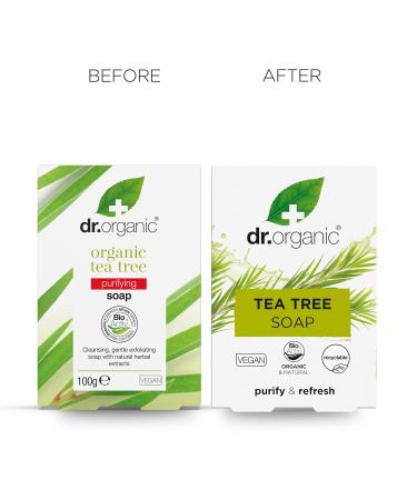 Buy Dr Organic Tea Tree Soap 100ml | Natural Antibacterial Cleanser | International Shipping - Buy Online on GoSupps.com