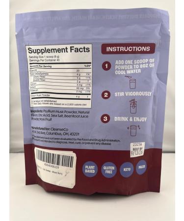 Gut Sweep - Daily Digestion Supplement - Psyllium Husk Fiber - Supports Appetite Control - Gluten Free & Plant Based - Keto & Paleo Friendly - 40 Servings - Mixed Berry - Buy Online on GoSupps.com