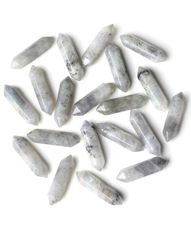 Xiannvxi 20 pieces crystals stone stone set white Labradorite stone natural healing crystal set polished drum stones magic wand Reiki bulk six-sockets witchcraft gift clear labradorite-20pcs