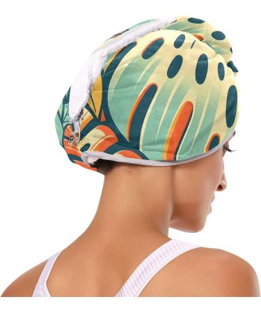 Monstera Leaf Retro Hair Towel 2 Pack | Super Absorbent Quick Dry Hair Turbans for Women & Girls | Stylish & Functional Hair Drying Solution - Buy Online on GoSupps.com