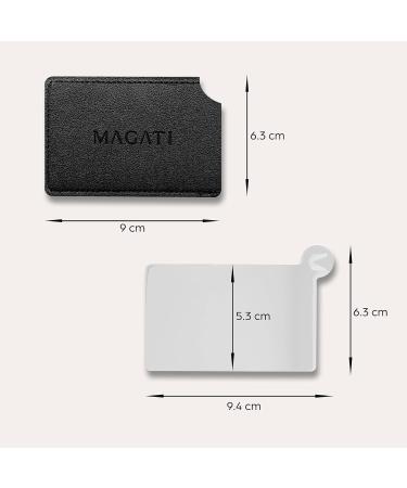 Magati Handpiegel Small - Stainless Steel Pocket Makeup Mirror with Protective Cover | 9.5x5.5 cm Cosmetic Mirror in Credit Card Format - Buy Online on GoSupps.com