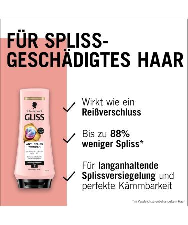 Gliss Anti-Split Ends Conditioner (200 ml) conditioner repairs damaged hair fibers for long-lasting sealing of split ends and 88% fewer split ends - Buy Online on GoSupps.com