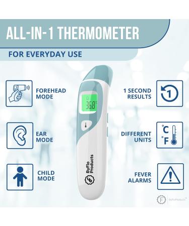 ByFloProducts Ear and Forehead Thermometer Thermometer for Babies and Adults Touchless Forehead Thermometer Infrared Temporal Thermometer Memory and Fever Alarm Easy to Use 1 Second Reading - Buy Online on GoSupps.com