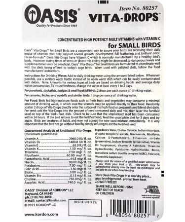 OASIS #80257 Vita Drops for Small Birds - 2oz Liquid Multivitamin - Buy Online on GoSupps.com