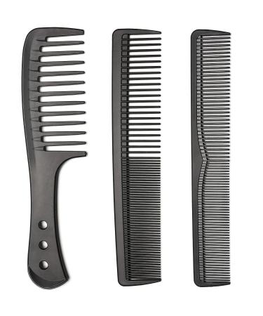 Limko Carbon Fiber Hair Combs Set Anti Static Styling Grooming Comb Heat Resistant Hairdressing Comb(Black-3PCS)