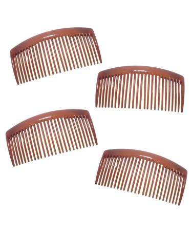 Topkids Accessories Set Of 4 Hair Comb Slides For Women Ladies Girls French Side Combs Strong Hold Hair Clips Clip Hair Slide for Thick and Fine Hair (9cm / 3.5" Tort Brown) 9cm / 3.5" Tort Brown