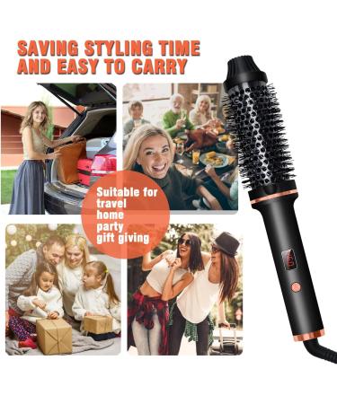 1.5" Thermal Brush with LCD Display - Up to 410 F Curling Iron | Double PTC Ceramic Ionic Volumizing Comb | Travel-Friendly 110-240V | Black - Buy Online on GoSupps.com